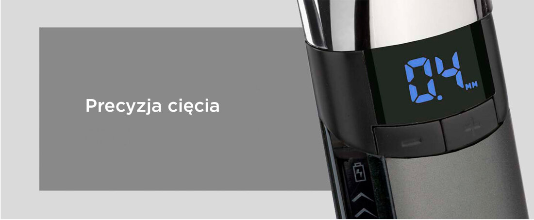 Trymer BABYLISS X-metal s996e Precyzja cięcia Cyfrowy wyświetlacz LED regulacja długość cięcie zakres dokładność upodobania kontrola efekt