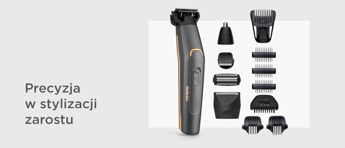 Trymer BABYLISS MT987E Czarny precyzja stylizacja zarost nasadki zakres dopasowanie potrzeby