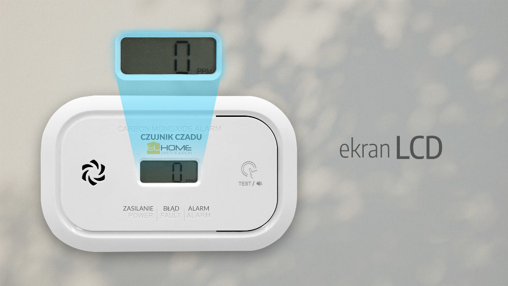 Czujnik tlenku węgla EL HOME CD-17A2v2300 wzrost stężenia tlenku węgla głośny alarm dźwiękowy i sygnał świetlny ekran LCD aktualny poziom czadu