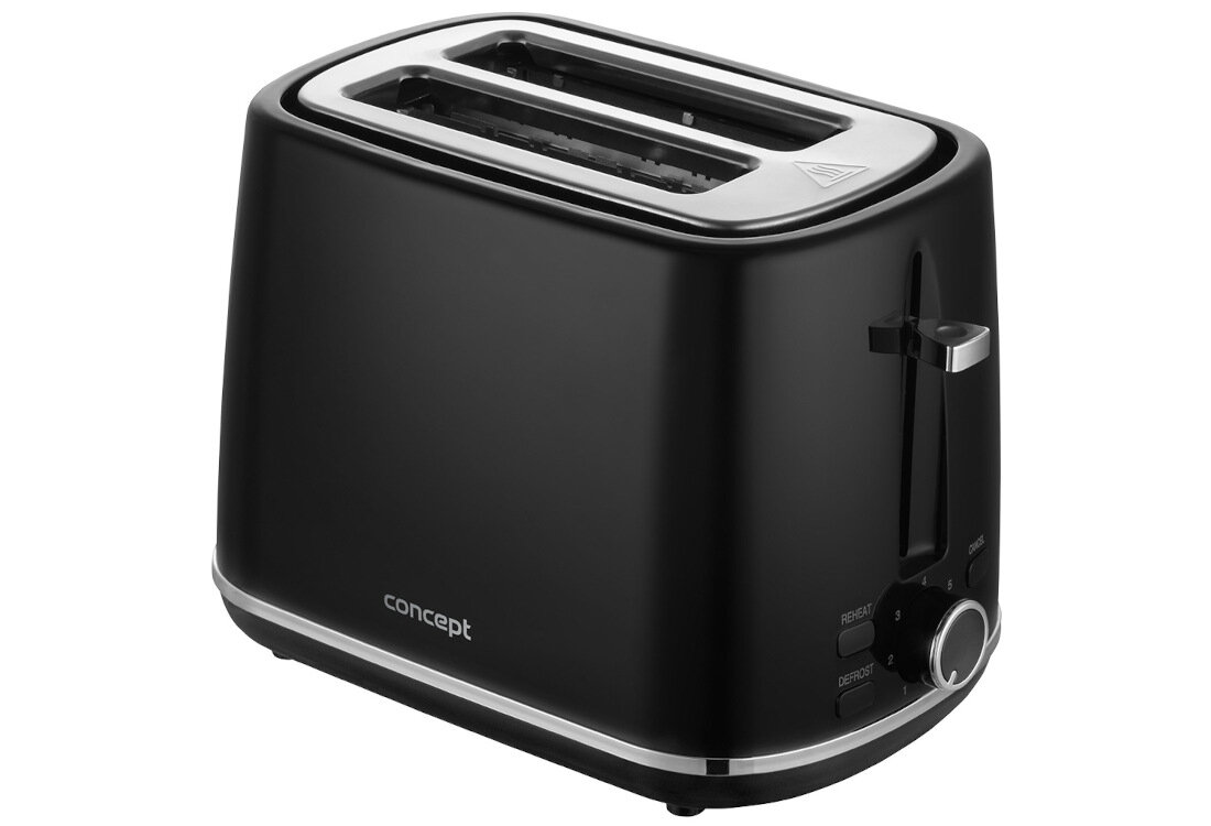 Toster CONCEPT Elwood TE2075 Czarny Minimalistyczny Design elegancki czarny kolor kolorystyka imitacja drewna