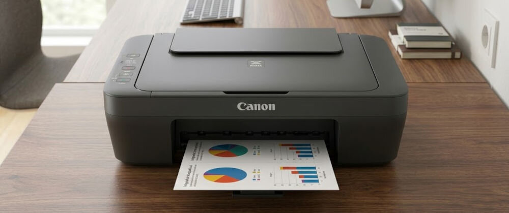 Urządzenie wielofunkcyjne CANON Pixma MG2556S Druk w kolorze urządzenie na biurku z wychodzącą kartką Oprogramowanie do edycji zdjęć ułatwiające kreatywne wykorzystanie możliwości Easy-PhotoPrint Creative Park