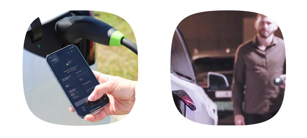GREEN CELL HabuDen Wallbox zintegrowany przycisk we wtyczce port ładowania Tesli, zakończyć sesję odblokować złącze jednym kliknięciem diodę LED