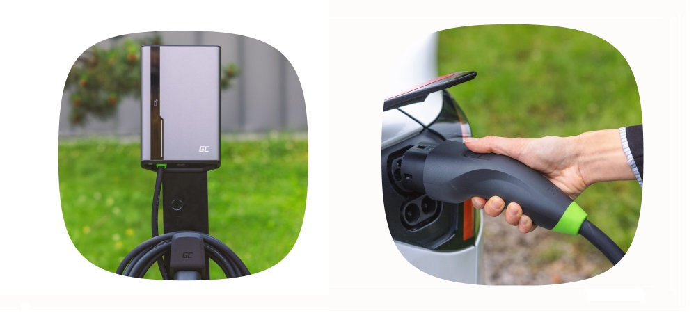 GREEN CELL HabuDen Wallbox Smukła forma i płaski profil 5 m lub 7,5 m krótszy kabel dłuższy przewód