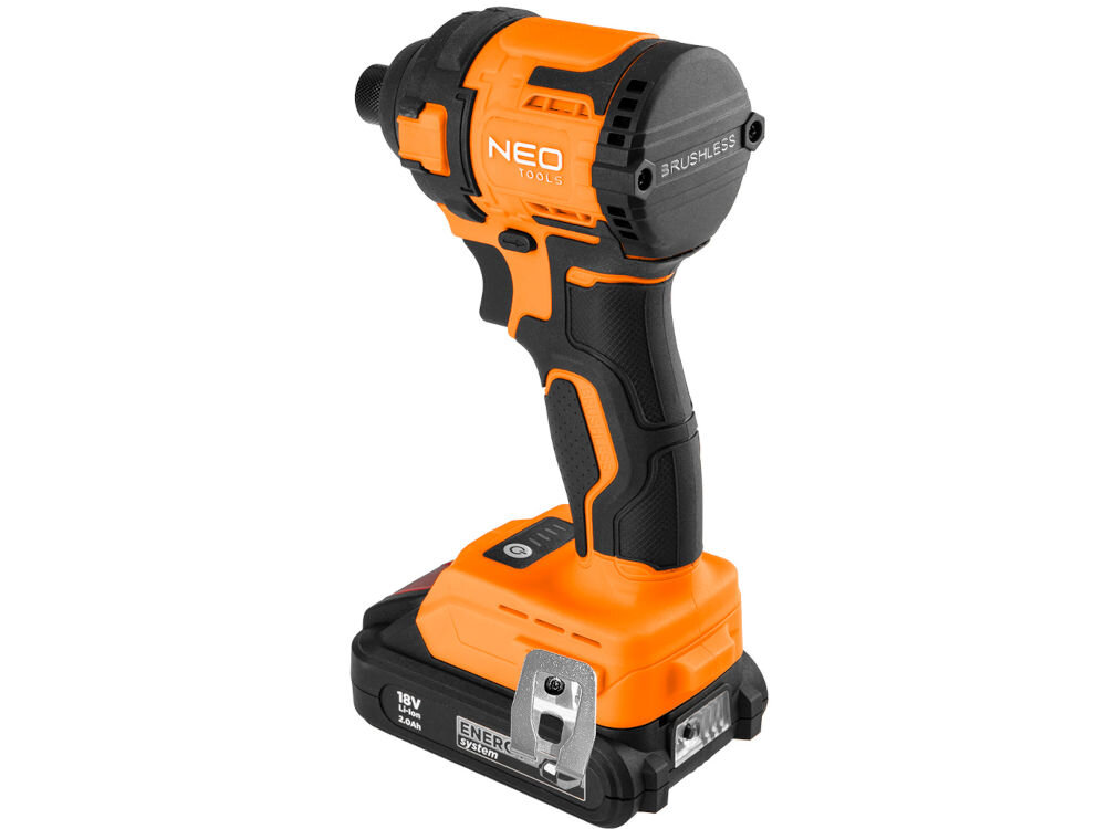 Zakrętarka udarowa NEO TOOLS 04-612 silnik bezszczotkowy wyższa trwałość mniejsze zużycie enrgii brak szczotek zmniejszone koszty eksploatacji większa odpornośc na przeciążenie intensywne użytkowanie