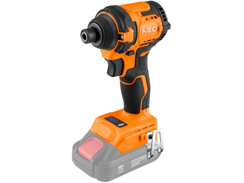 Zakrętarka udarowa NEO TOOLS 04-612 technologia Energy+ stylowy design funkcjonalność estetyka smukła ergonomiczna budowa komfort użytkowania łatwośc obsługi energooszczędne działanie dłuższa praca intensywne prace budowlane i remontowe zestaw nie zawiera ładowarki i akumulatora