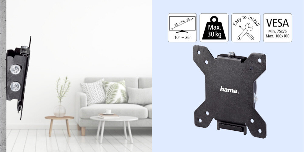 Uchwyt HAMA do TV 10-26 cali Motion XS 220802 - Wysoka wytrzymałość, do 30 kg