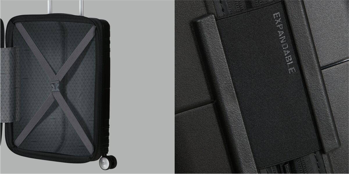 WALIZKA AMERICAN TOURISTER HELLO CABINE SPINNER 55 CZARNY otwarta wnętrze pasy środek Nacisk na trwałość wytrzymała trwała maksymalne bezpieczeństwo paski kompresyjne Liczne przegrody dwukierunkowy solidny zamek błyskawiczny blokada elastyczne pasy kompresyjne zatrzask przegroda siatkowe przegródki klapa