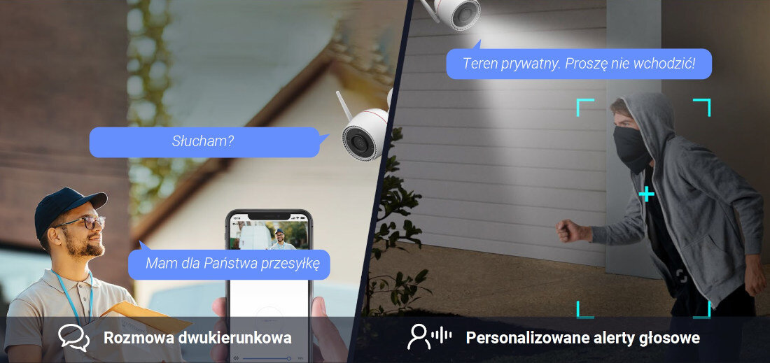 Kamera EZVIZ H3C 3K Zewnętrzna, Wi-Fi / LAN dwukierunkowy dźwięk wiadomość głosowa nagranie czas automatyczne wyłączenie