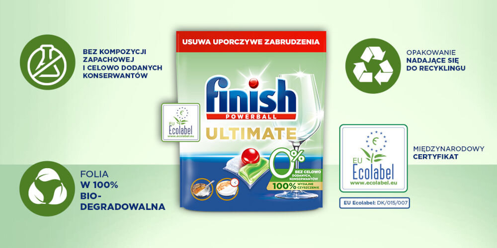 Kapsułki do zmywarki FINISH Ultimate 0% - 45 szt. innowacje gwarancja czystości