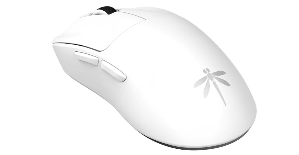 Mysz VGN Dragonfly F1 PRO biały waga 49 g ergonomicznie zakrzywione przyciski TTC Silver Wheel enkoder Kailh GE2.0 wymiary 121,2 x 63,5 x 37,6 mm