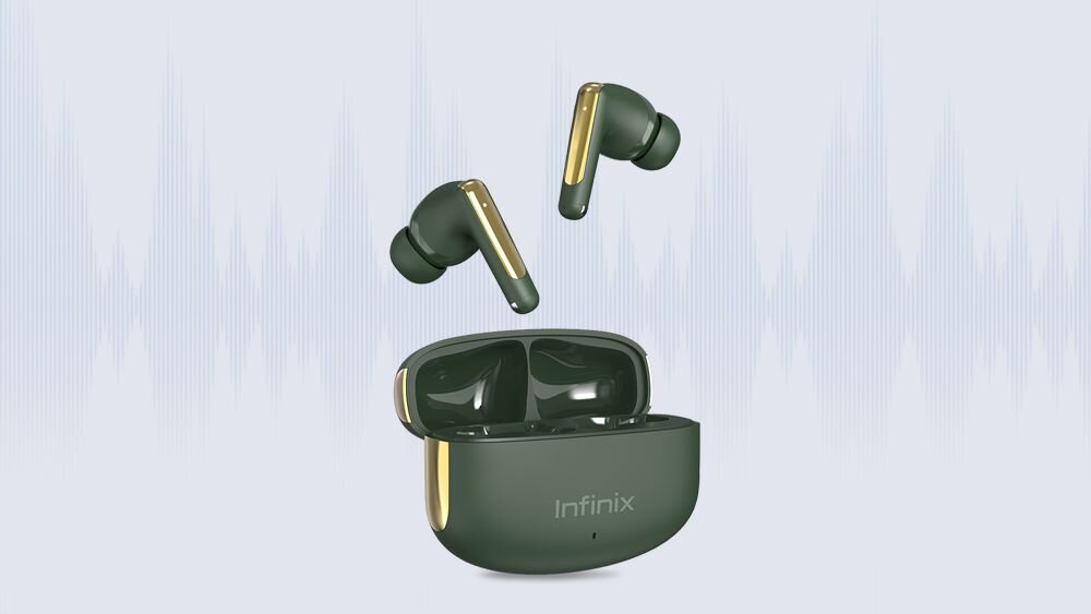 Słuchawki dokanałowe INFINIX XBuds NC XE28 ANC redukcja szumy technologia otoczenie wrazenia sluchowe