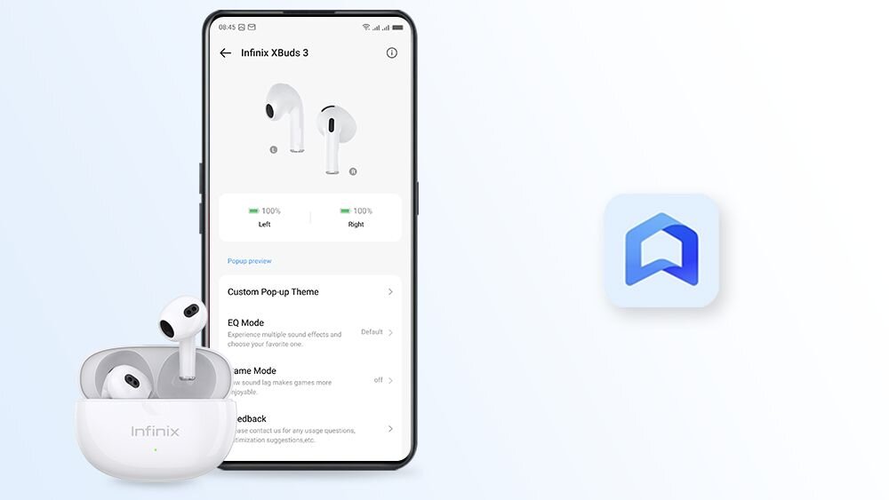 Słuchawki Infinix XBUDS 3 aplikacja dlonie gesty personalizacja