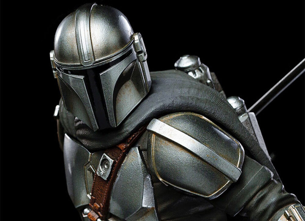 Figurka IRON STUDIOS Star Wars - The Mandalorian Statue Art Scale 1/10 kultowy Mandalorian w skali 1:10 legendarny pancerz i broń obowiązkowy element kolekcji fana Star Wars