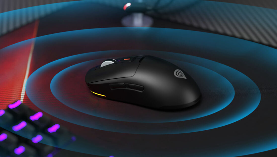 Mysz GENESIS Zircon 660 czarny technologia RapidSpeed Wireless wrażenie korzystania z myszy przewodowej wbudowany akumulator 400 mAh do 80 godzin pracy kabel usb-a / usb-c