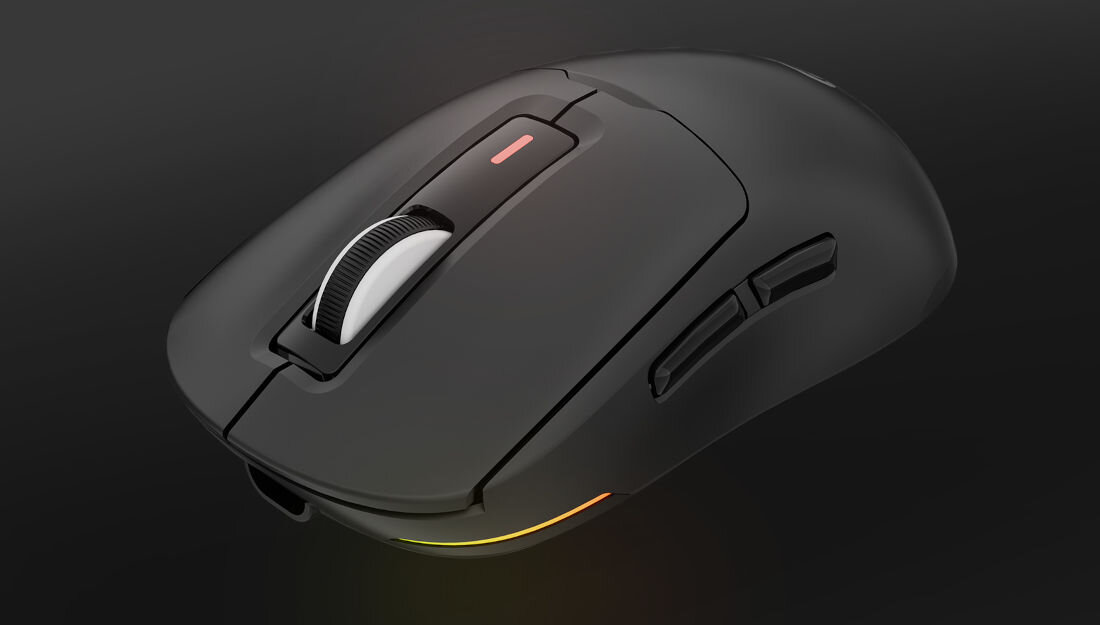 Mysz GENESIS Zircon 660 czarny mechaniczne przełączniki Huano Purple żywotność do 90 milionów kliknięć enkoder TTC White ślizgacze PTFE