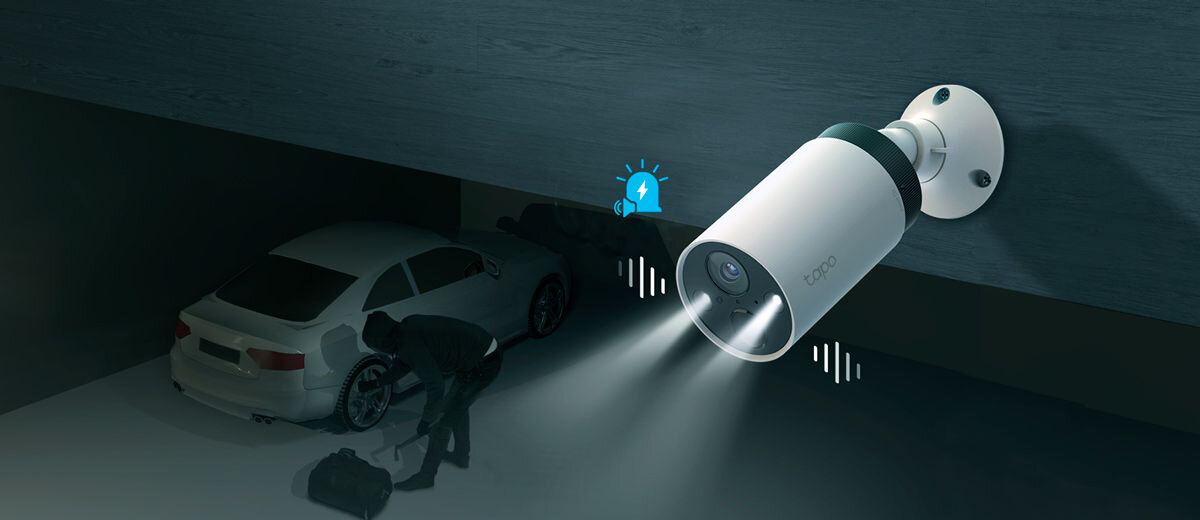 Kamera TP-LINK Tapo C420 Zewnętrzna, Wi-Fi / LAN, intruz, ostrzeganie, Dwukierunkowe, transmisja, nocna pora, kamera ostrzega intruza przed autem