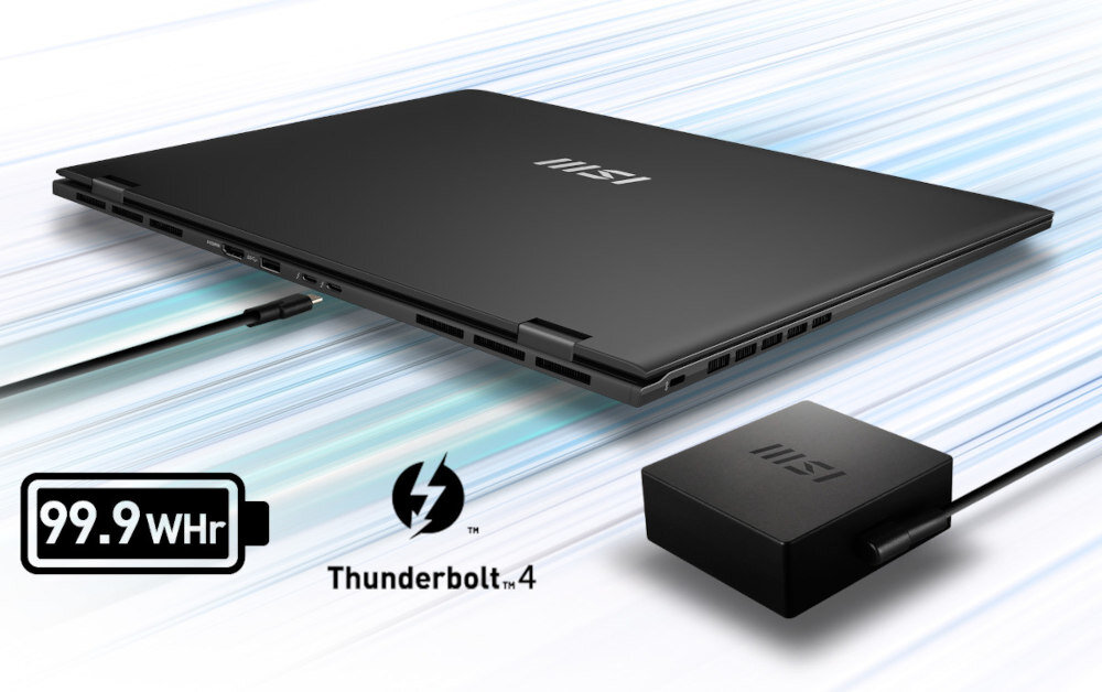Laptop MSI Prestige 16 AI Studio B1VFG-207PL 16 IPS U7-155H 32GB RAM 1TB SSD GeForce RTX4060 Windows 11 Home bateria czas działania ładowanie moc