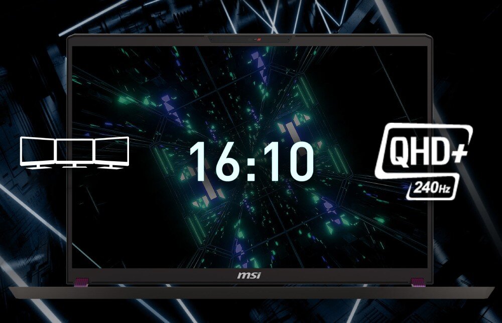 Laptop MSI Vector 17 HX A14VGG-253PL 17 IPS 240Hz i9-14900HX 32GB RAM 1TB SSD GeForce RTX4070 Windows 11 Home wyświetlacz przekątna odświeżanie proporcje matryca kolory