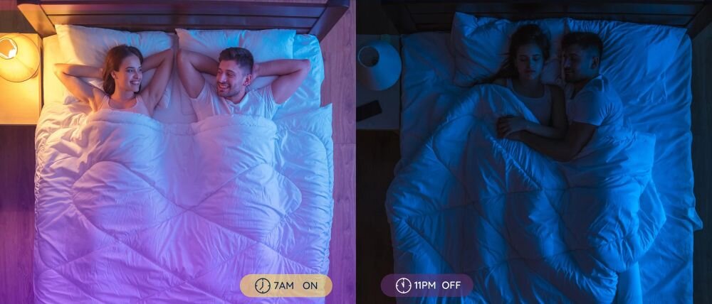 Inteligentna żarówka LED GOVEE H6004 E27 Bluetooth/Wi-Fi, ściemnianie, sceny, sunrise, grupowanie, Timer żarówek LED: włączone rano, wyłączone wieczorem.