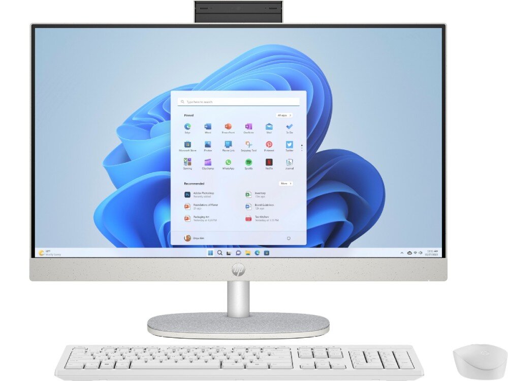 Komputer HP 24-cr0015nw 23.8 IPS i3-N300 8GB RAM 256GB SSD Windows 11 Home recykling materiały certyfikaty ekologia