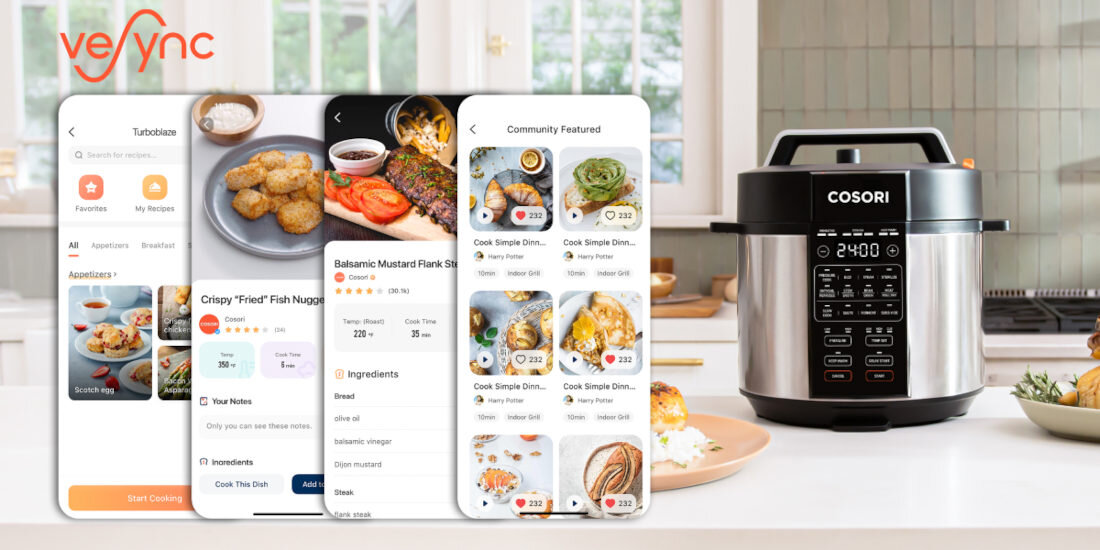 Multicooker COSORI Pressure Cooker CMC-CO601-SEU Inspirujące przepisy dostęp bezpłatna aplikacja VeSync przepisy smaki techniki kulinarne