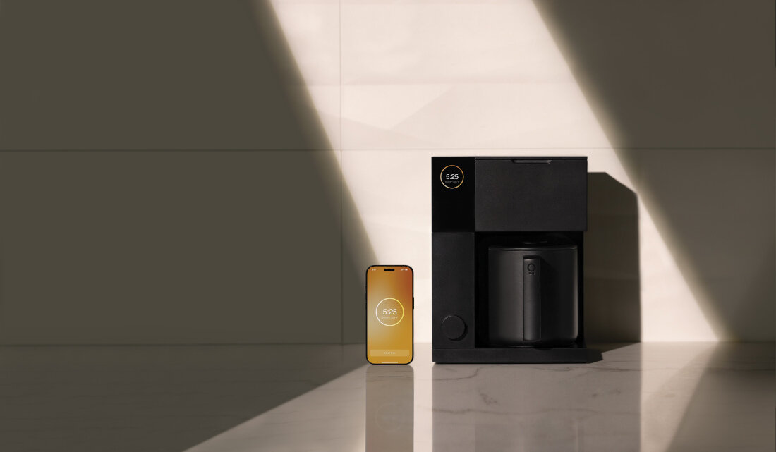 Ekspres FELLOW Aiden Precision Coffee Maker Czarny aplikacja mobilna wygoda swoboda proces precyzja kontrola temperatura podwójna głowica smak aromat napar
