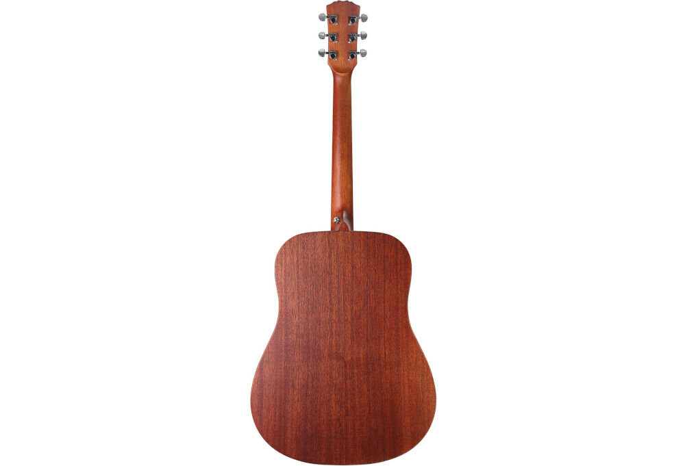 Gitara akustyczna ARROW Raw Series gryf okume komfort płynność gry długie sesje, gitara akustyczna od tyłu na białym tle
