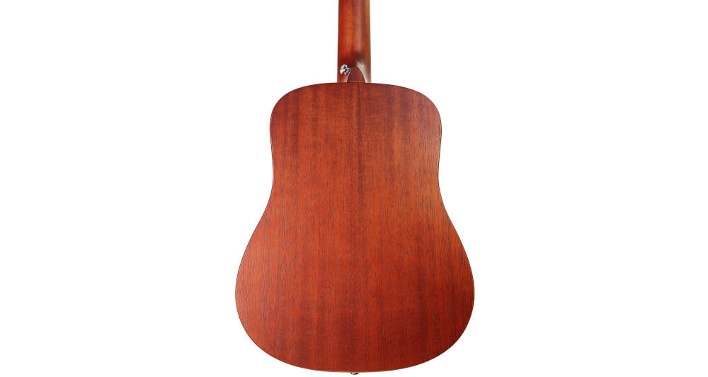 Gitara akustyczna ARROW Raw Series skala 648 mm równomierne napięcie strun wygoda gry, tył gitary na białym tle
