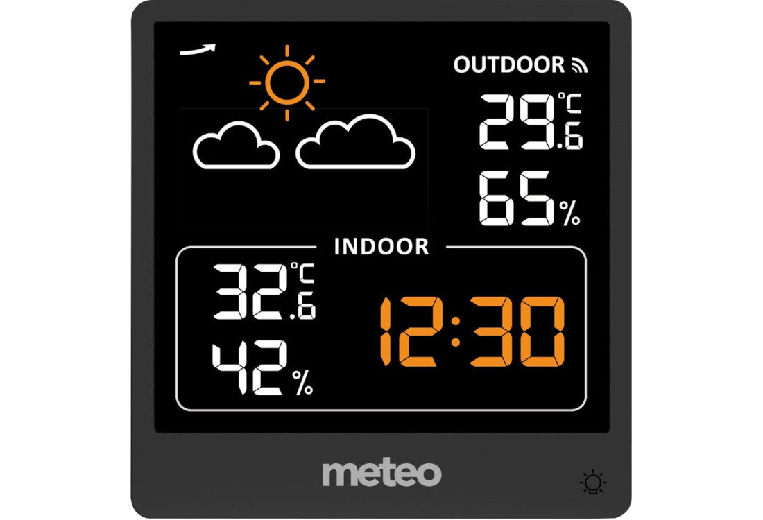 Stacja pogody METEO SP200 Łatwa obsługa wszechstronne zastosowanie funkcja budzika czytelny ekran LCD Bezprzewodowy czujnik