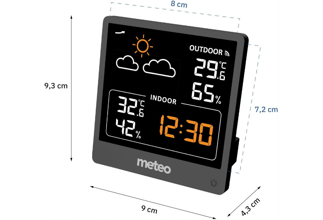 Stacja pogody METEO SP200 wygodne zasilanie wymiary Zasilana bateriami kabel USB-A/USB-C użytkowanie