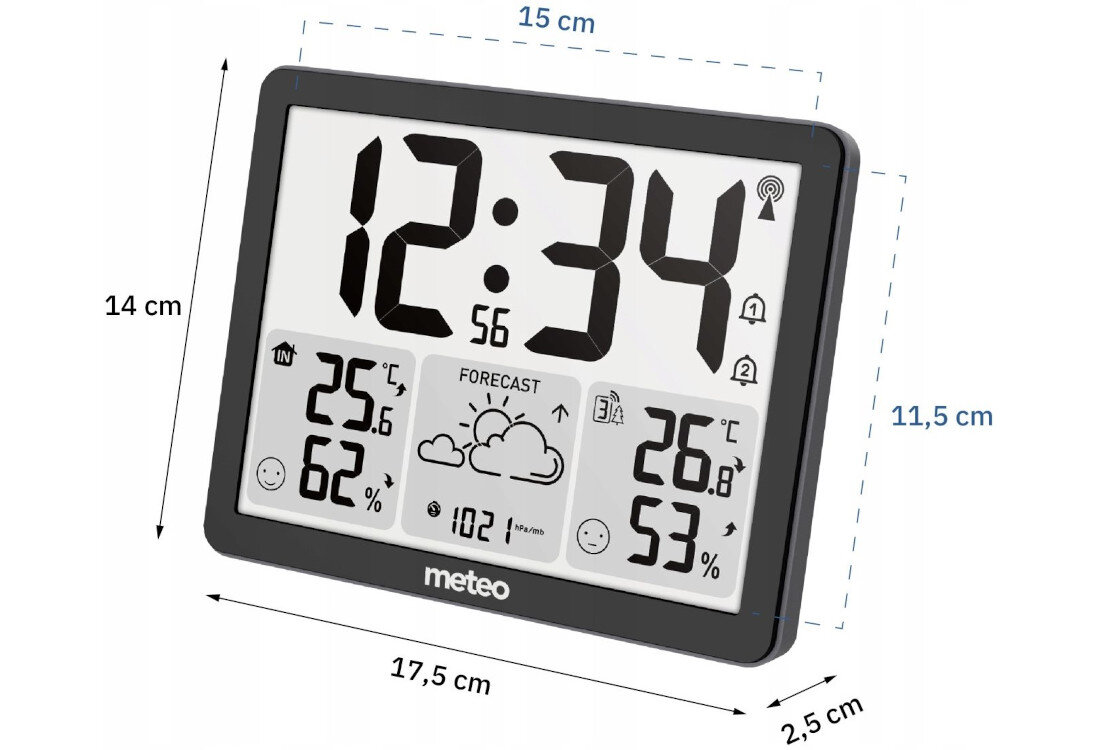 Stacja pogody METEO SP201 wygodne zasilanie wymiary kabel USB-A/USB-C wygoda użytkowanie