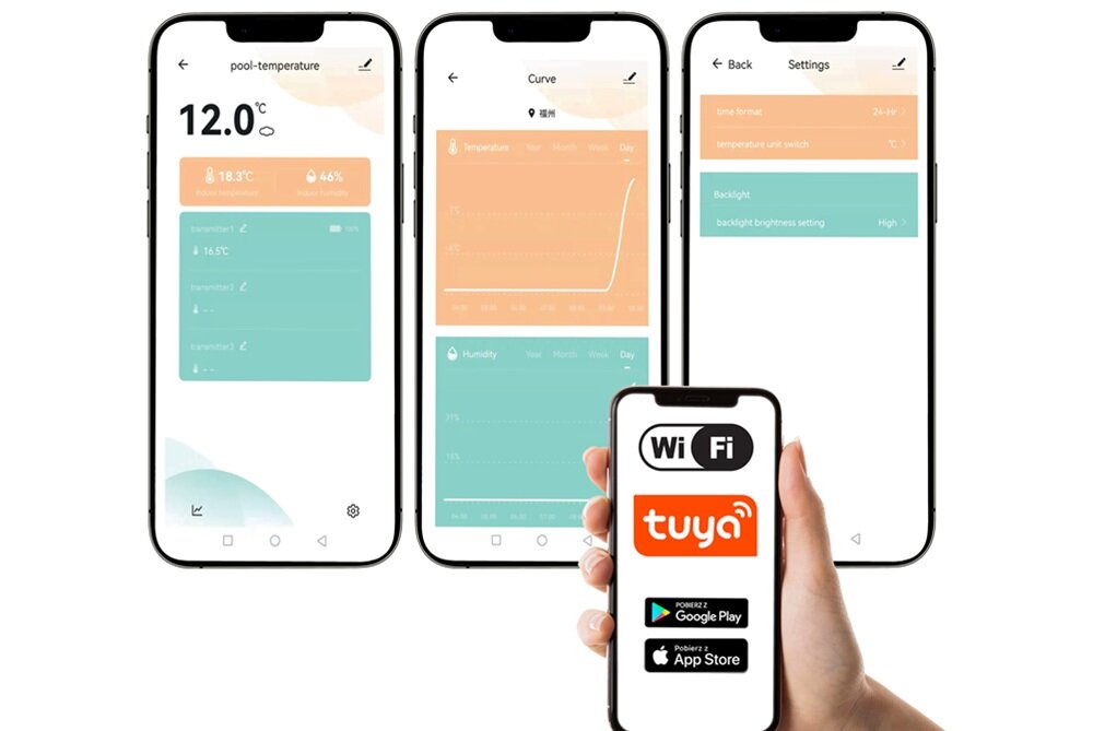 Termometr basenowy Meteo TB3 aplikacja w uzyciu, zdalny odczyt, mobilność