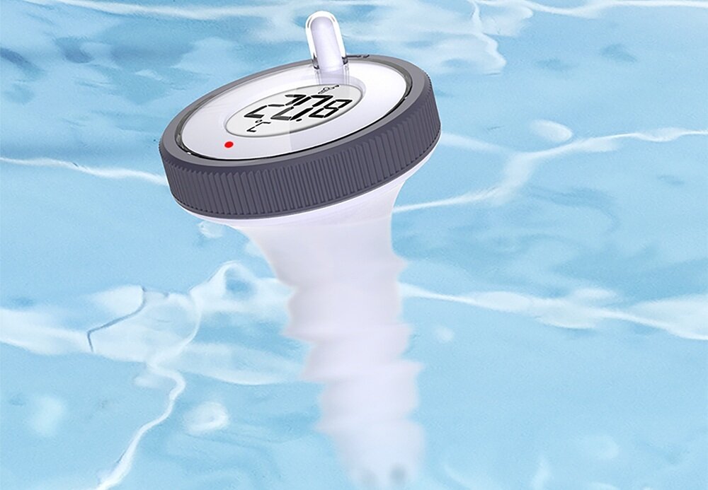 Termometr basenowy Meteo TB3 termometr w użyciu, 5w1, zegar, budzik