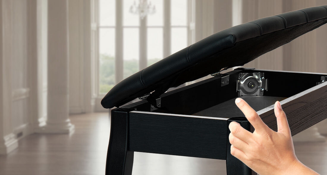 Ławka fortepianowa MUSICMATE MM-K15 Virtuoso Czarny schowek miękkie siedzisko