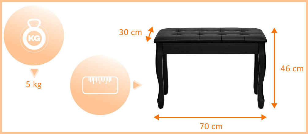Ławka fortepianowa MUSICMATE MM-K15 Virtuoso Czarny design funkcjonalność estetyka