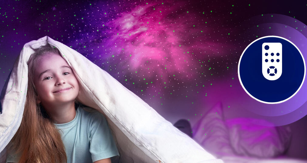 Projektor MUSICMATE NebulaBlast 3D MM-DB230 możliwość personalizacji wyświetlania możliwość dostosowania koloru gwiazd ich jasności i tempa przesuwu dołączony pilot