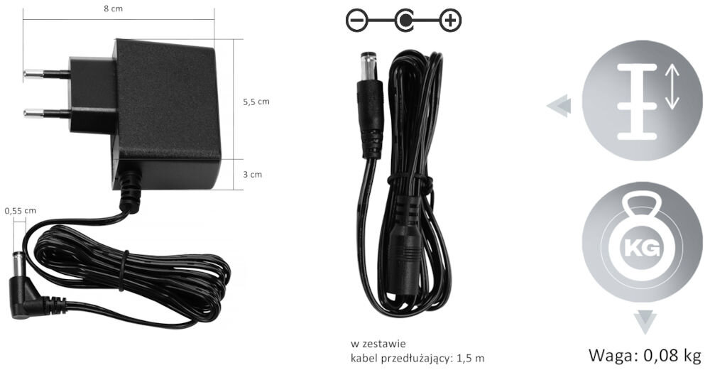 Zasilacz MUSICMATE MM-V5 PowerUp praktyczna długość kabla zasilającego wynosząca 1,5 m przedłużka