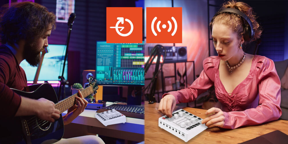 Interfejs Audio MUSICMATE MM-SD180 CrystalStream szereg zaawansowanych funkcji wejścia Live 1 Live 2 wejście dla 2 mikrofonów pojemnościowych wyjście słuchawkowe jack 3,5 mm USB-C
regulacja tonów niskich wysokich poziomu pogłosu głośności mikrofonu odsłuchu akompaniamentu