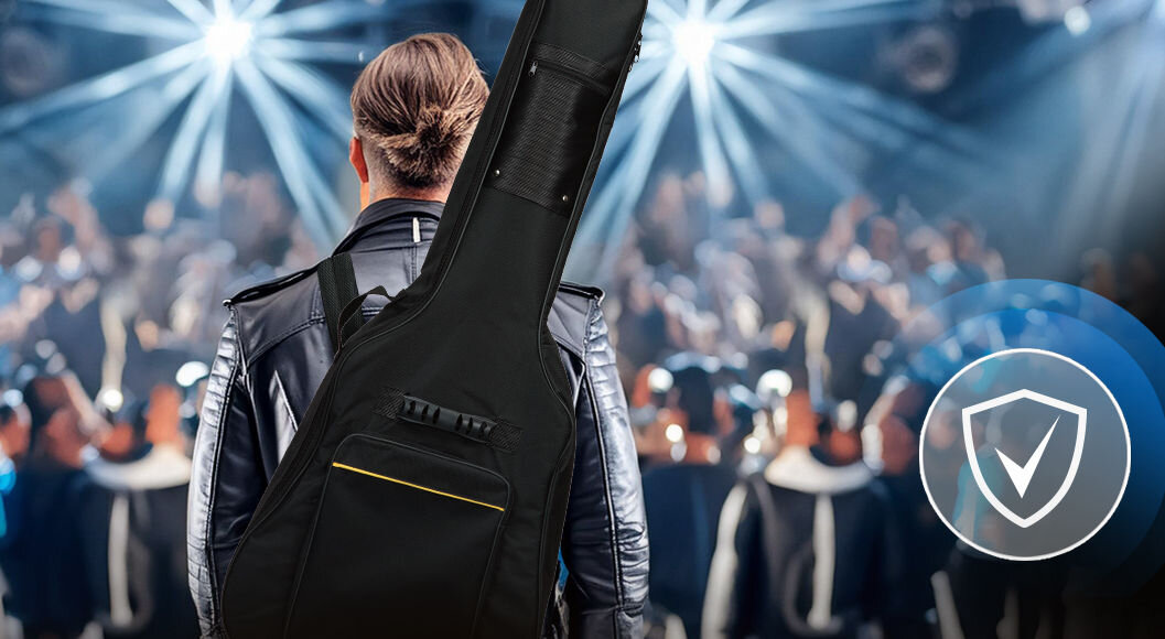 Pokrowiec na gitarę MUSICMATE MM-B90 MelodyShield wygodny transport regulowane szelki możliwość dopasowania dwa solidne uchwyty