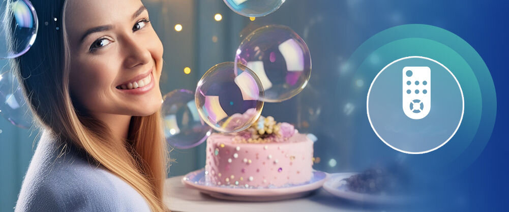 Wytwornica baniek MUSICMATE MM-BB100 BubbleCloud możliwość uruchomienia za ręcznie za pomocą pilota pilot w zestawie pozwala na szybkie i
wygodne włączanie, wyłączanie oraz regulację parametrów zdalne sterowanie