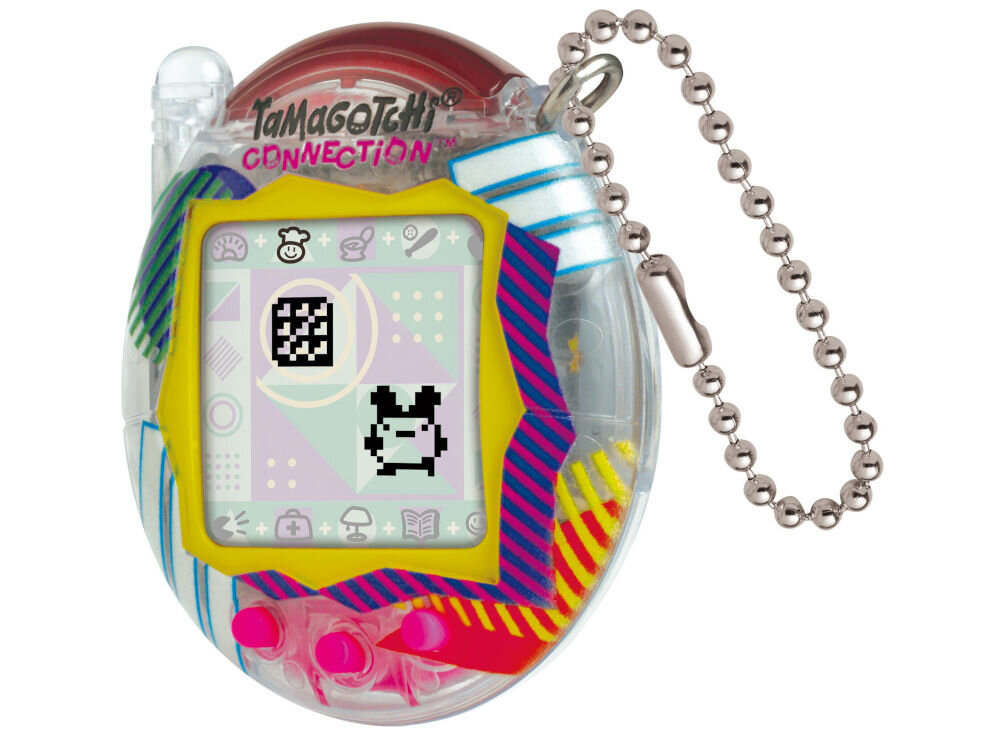 Tamagotchi BANDAI Connection Clear Retro 43404 nostalgiczna podróż w czasie odświeżona wersja kultowego Tamagotchi w retro stylizowanej, 
					geometrycznej obudowie prosto z lat 2000