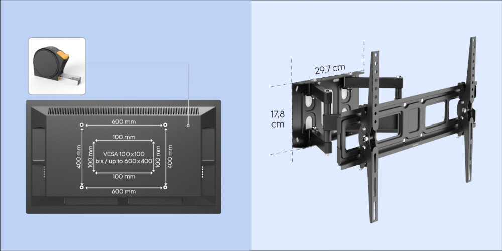 Uchwyt HAMA do TV 32-84 cali Fullmotion 220831 - Szybki i łatwy montaż