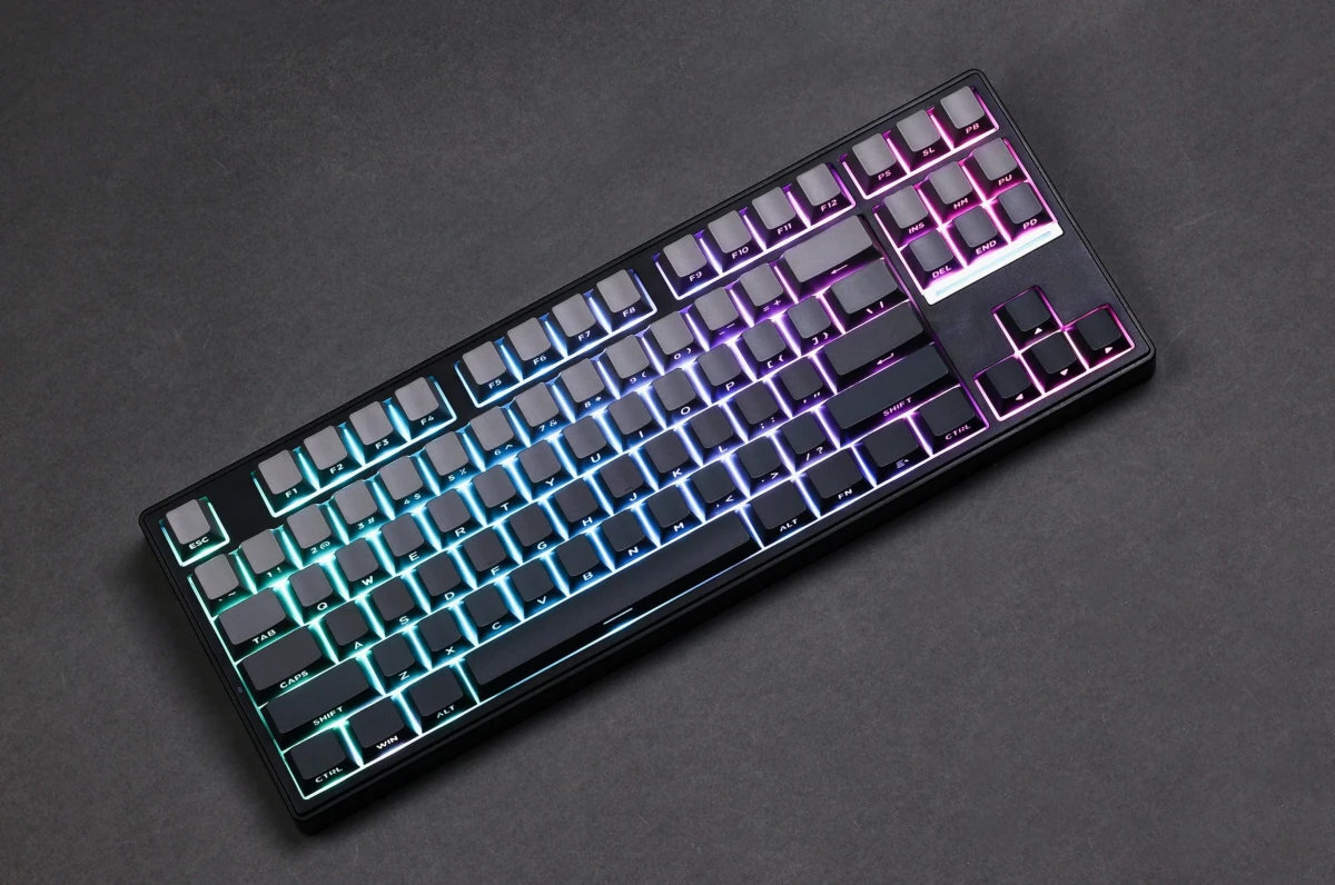 MCHOSE K87 podświetlenie RGB subtelnych efektów dynamiczne animacje wsparciu QMK i VIA pasek świetlny wokół obudowy - klawiatura z podświetleniem