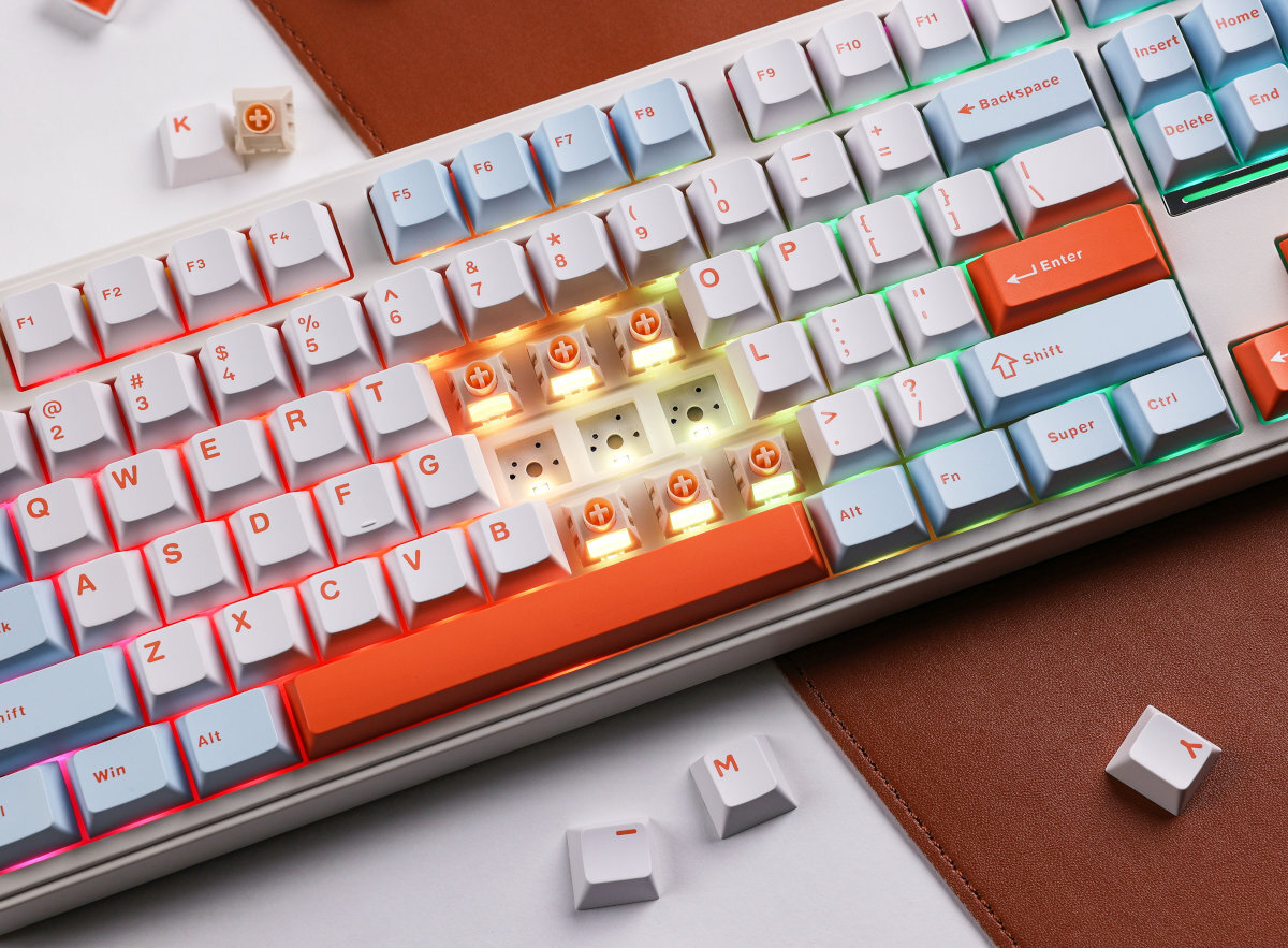 MCHOSE K87  pełny antighosting i n-key rollover niezależnie od tego, ile klawiszy wciśniesz jednocześnie - klawiatura z wyciągniętymi klawiszami i przełącznikami