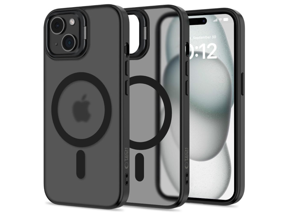 TECH-PROTECT MagStand MagSafe elastyczną ramkę z TPU pleckami z poliwęglanu Przezroczysta konstrukcja wycięcia na przyciski i porty