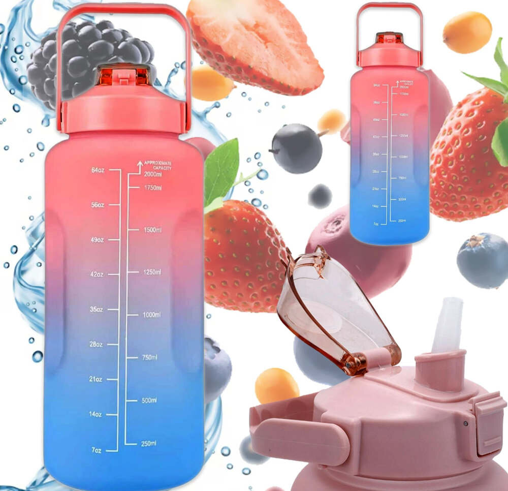 Butelka plastikowa EXTRALINK BUT-994 Niebiesko-czerwony wygląd design tło prezentacja wizualizacja Motywacja do picia każdego dnia