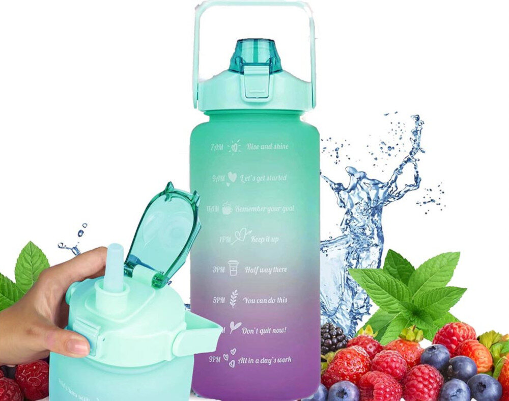 Butelka plastikowa EXTRALINK BUT-994 Niebiesko-czerwony Motywujące oznaczenia czasu  oznaczenia godzinowe budowanie zdrowego nawyku 