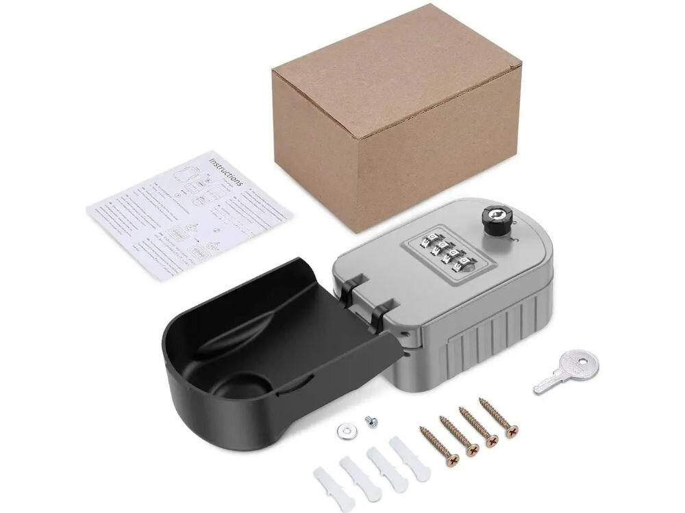 Kasetka na klucze EXTRALINK Home S-410, ściana, instalacja, stabilność, instrukcja, na białym tle pełna zawartość kasetki