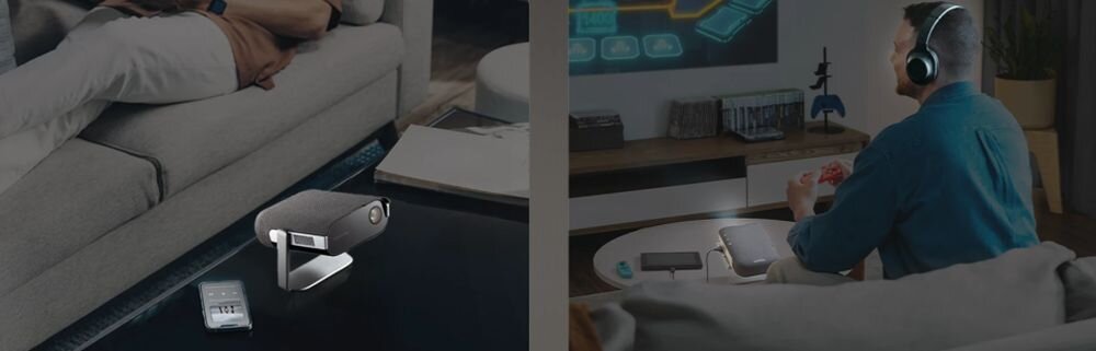 VIEWSONIC M1X WVGA projektor Bluetooth głośnik Bluetooth słuchawki bezprzewodowy dźwięk, projektor stojący na blacie w kuchni