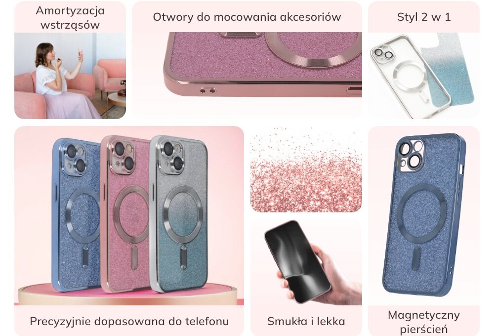 Etui TECTO SHIELD SparkleFlex Mag ochrona zarysowania uderzenia dzialanie kilka funkcji, blyszczace akcenty